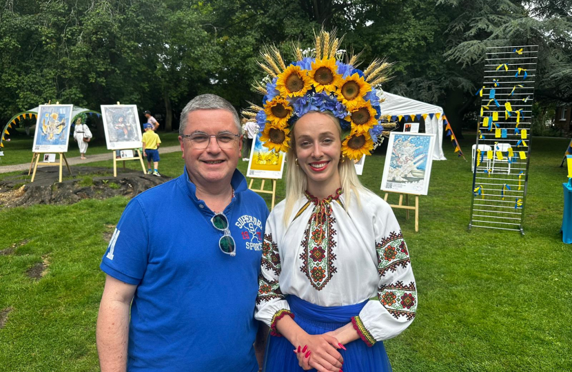 Sir Robert Buckland at Ukraine Fest 2023 in the Town Gardens Swindon