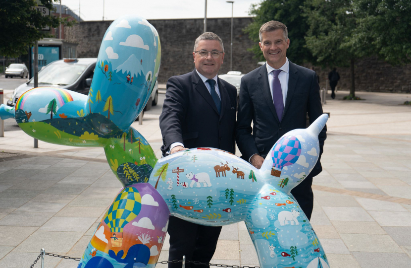 Sir Robert Buckland MP Photographed with Transport Secretary Mark Harper Outside Swindon Rail Station