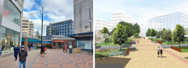 A before and after photograph of the Fleming Way Regeneration