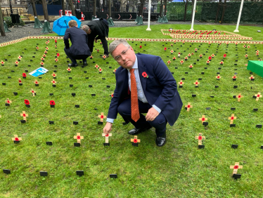 Sir Robert Buckland MP planted a cross representing South Swindon in Parliament's Constituency Garden of Remembrance. 