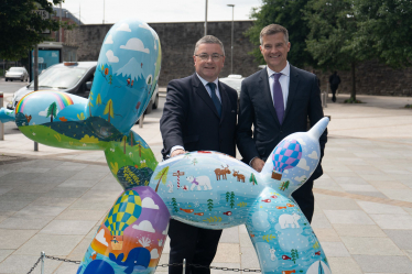 Sir Robert Buckland MP Photographed with Transport Secretary Mark Harper Outside Swindon Rail Station